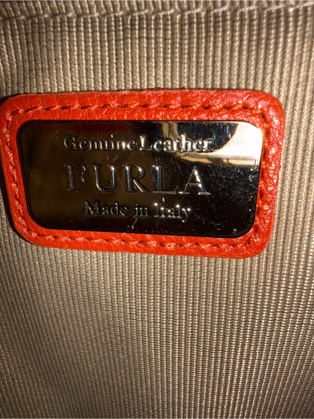 Furla Made in Italy 🇮🇹 Orange Leather Tote Bag with Free Bag Charm! NWOT - Picture 8 of 9